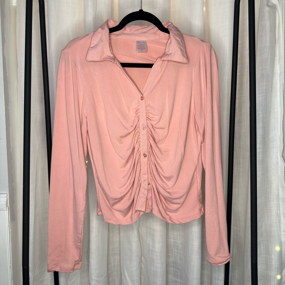 Long Sleeve Button Down Crop